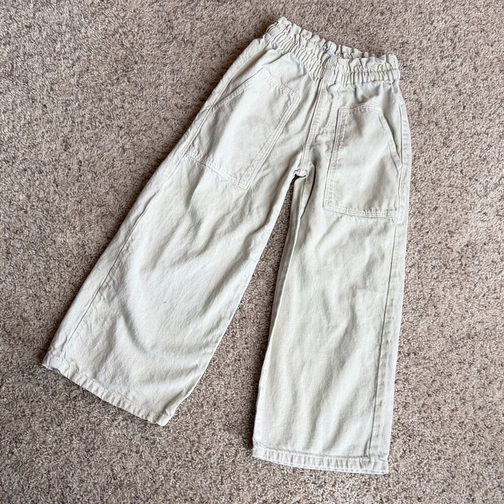 Zara Kids Light Cream Elastic Waist Casual Pants Girls 8